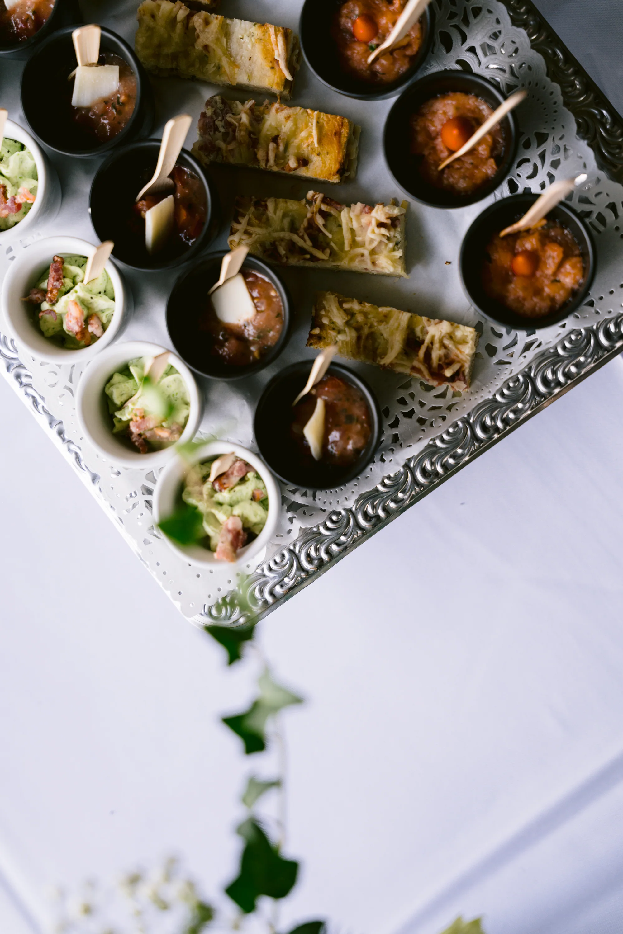 Les bouchées du cocktail vues du dessus